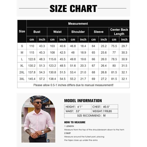 Men's  Blue Casual Long Sleeve Button Down Dress Shirt  Muscle Fit Wrinkle - Picture 6 of 6